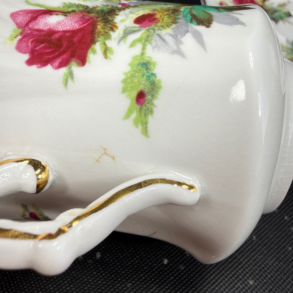 Hammersley Victorian Rose Fine Bone China Teacup Saucer Set Gold Gilt England - Picture 5 of 10
